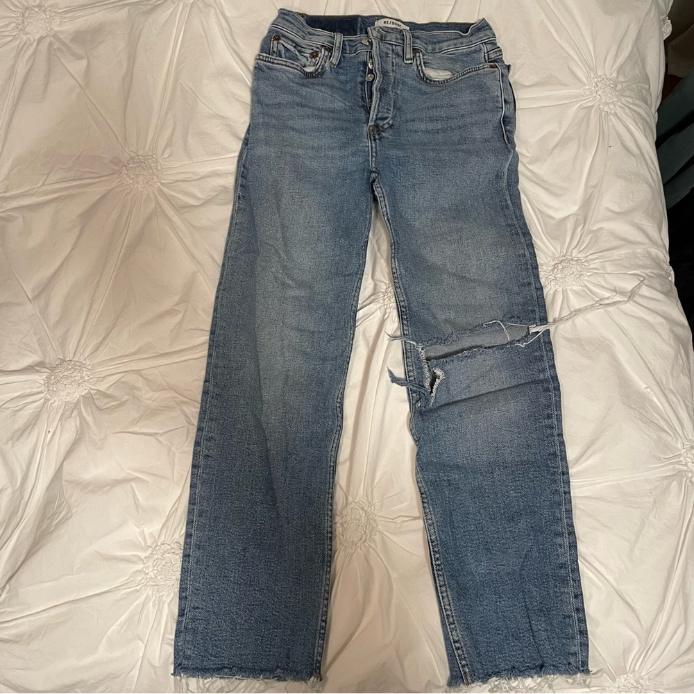 RE/DONE mid wash jeans distressed
